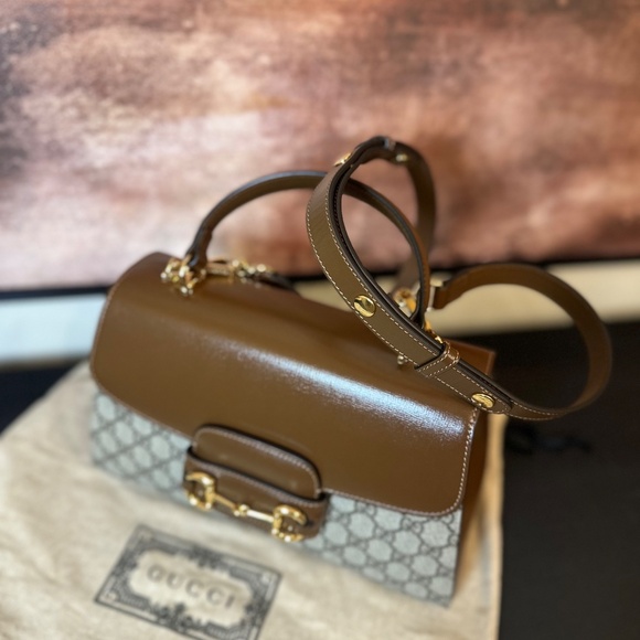 ✨ Gucci Horsebit 1955 GG Supreme Top Handle Bag w/ COA & 2 Straps ✨ - Picture 9 of 16